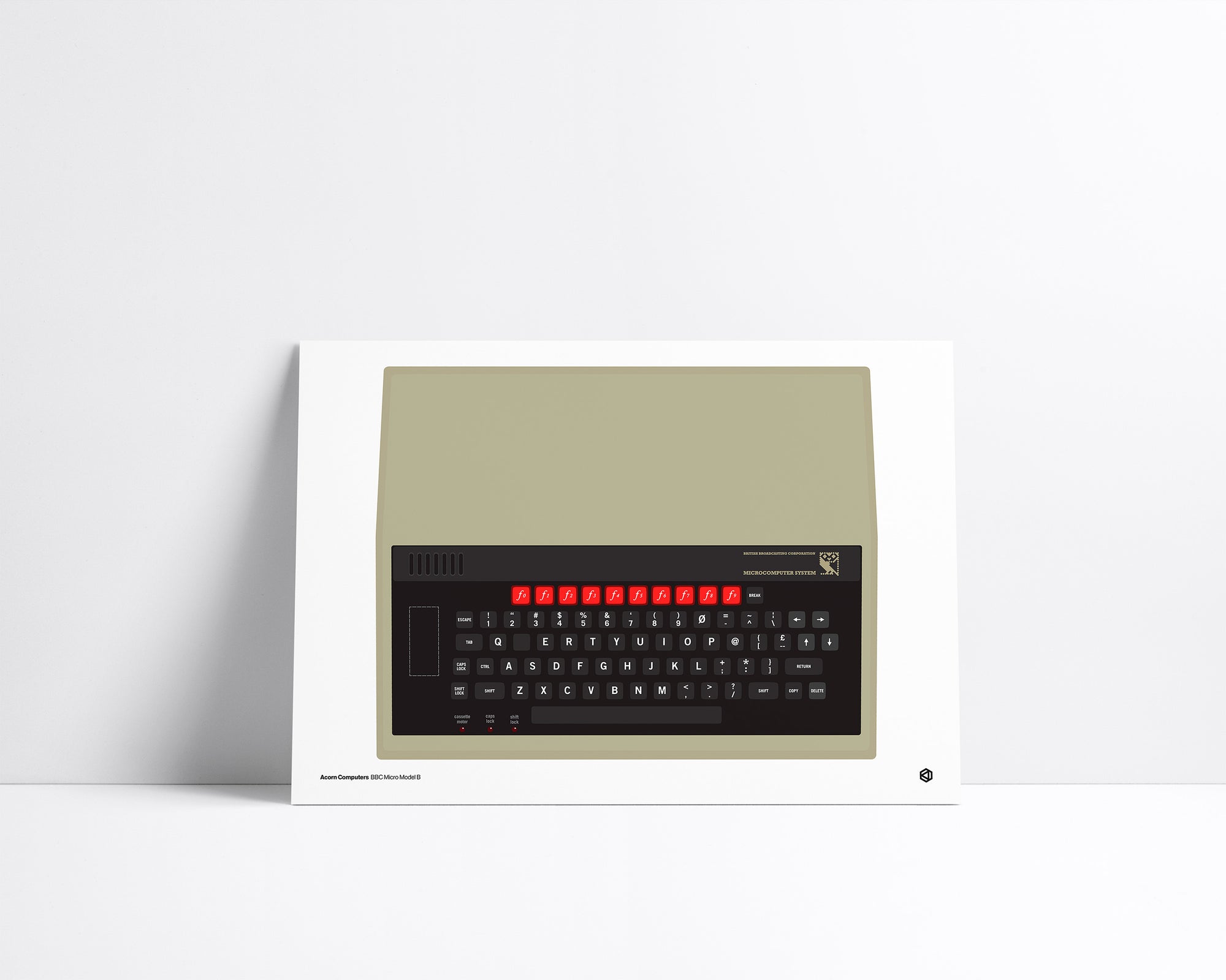 Acorn BBC Micro Model B vintage technology illustration poster