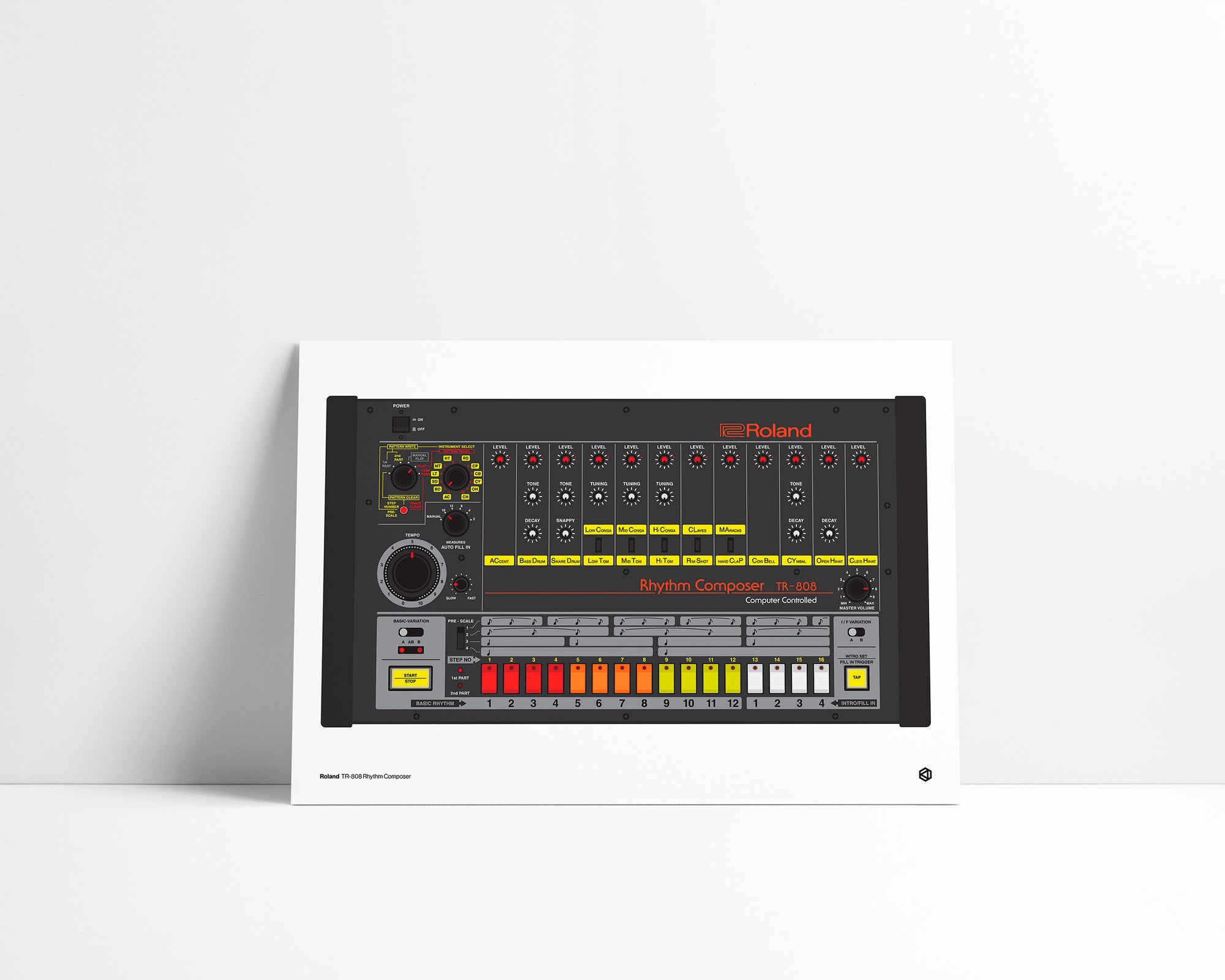 Roland TR vintage technology illustration poster