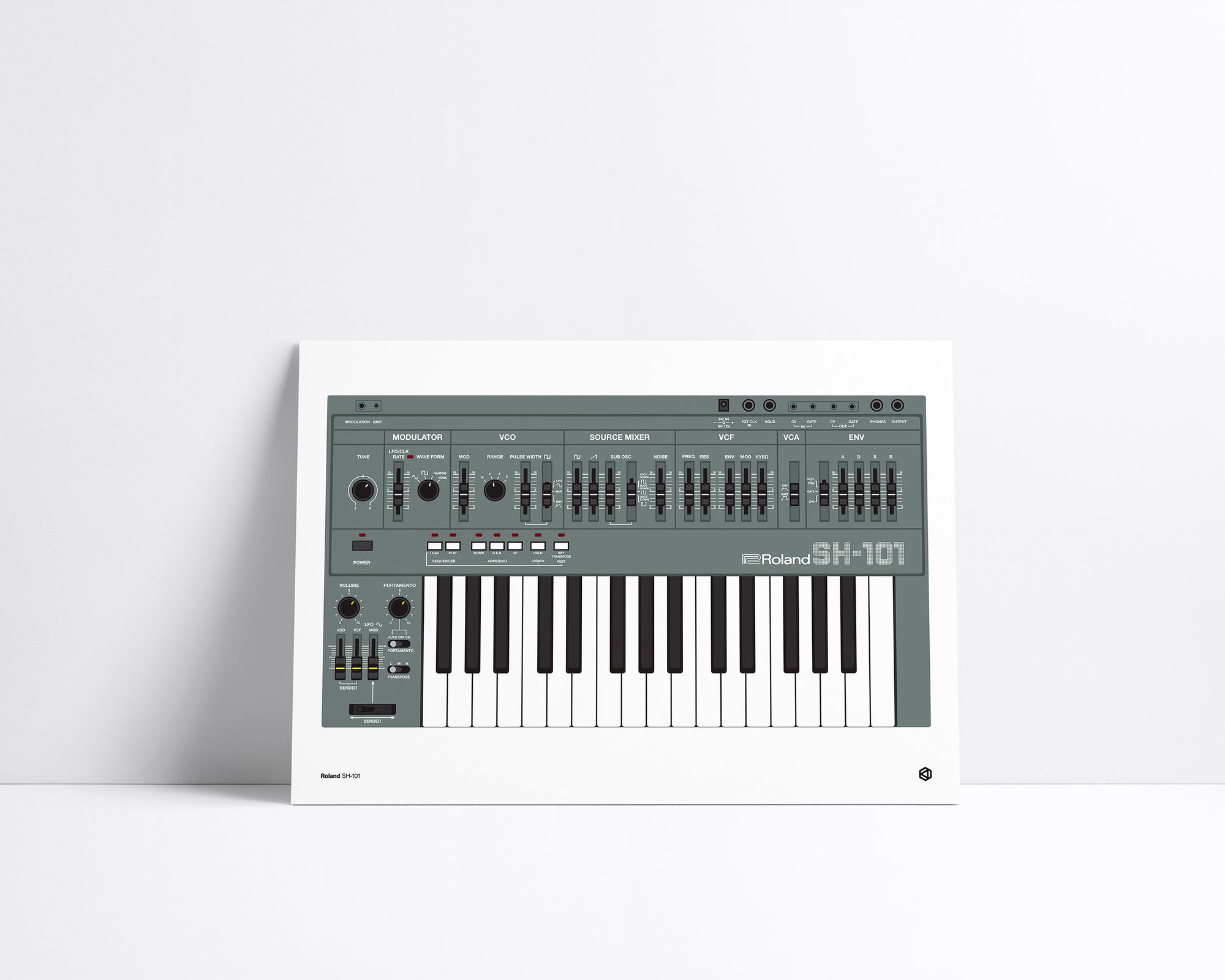 Roland SH vintage technology illustration poster