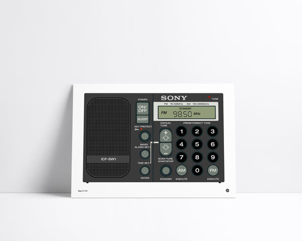Sony ICF-SW1 radio - vintage technology art print - Gizmo series