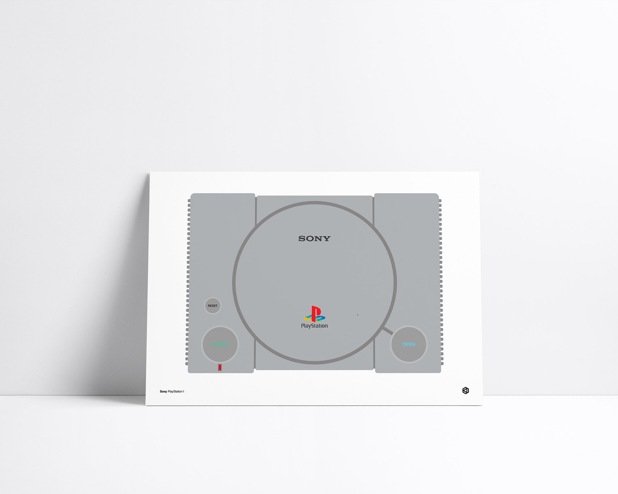 Gray gaming console with Sony and PlayStation logos on a white background