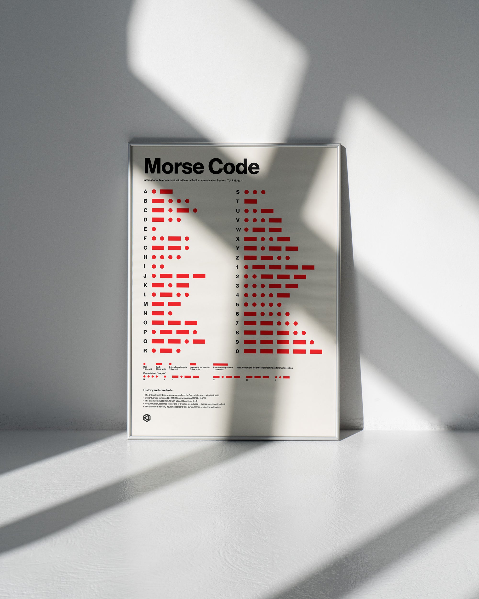 Black, red and white Morse code print by Axisophy