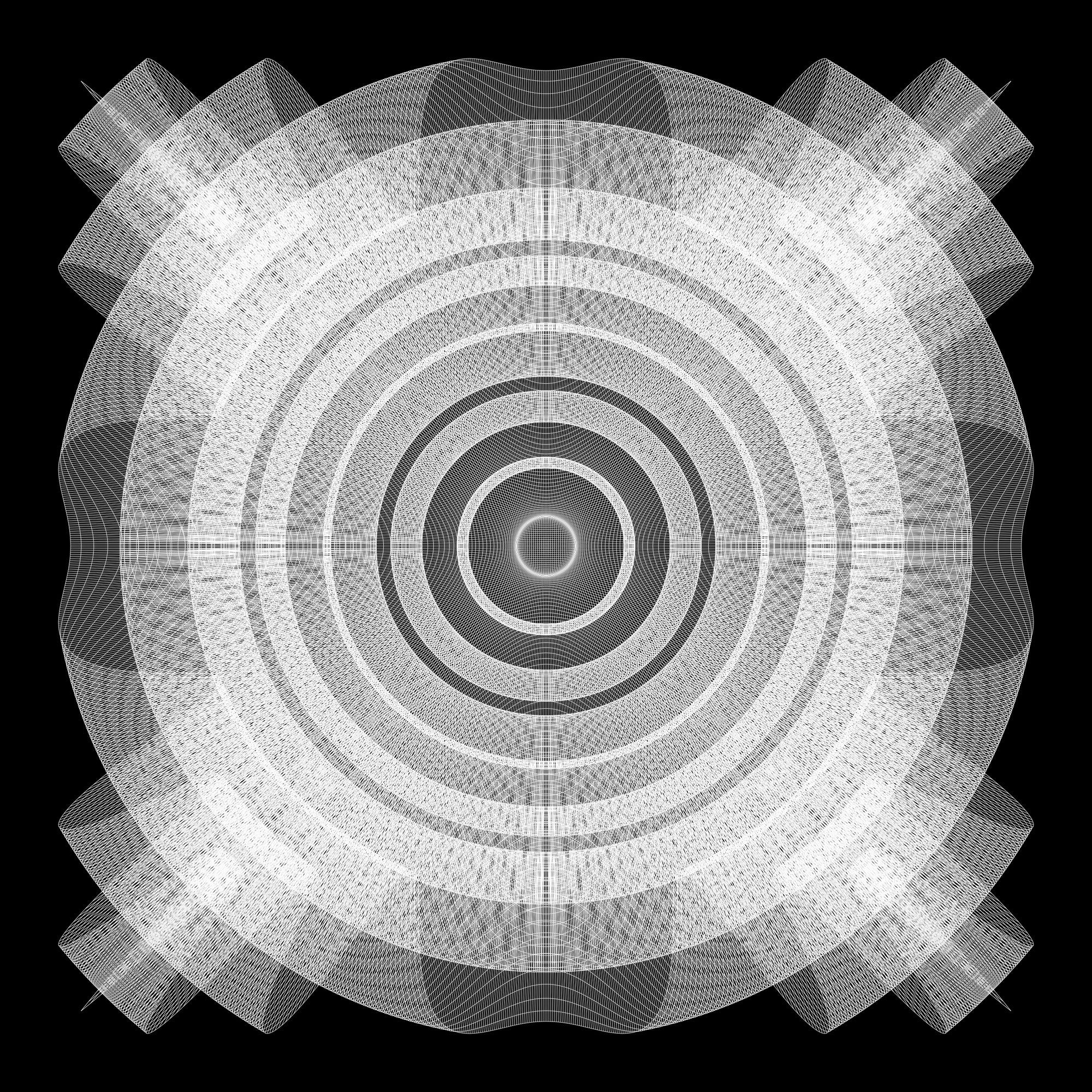 Geometric pattern of concentric circles on a black background
