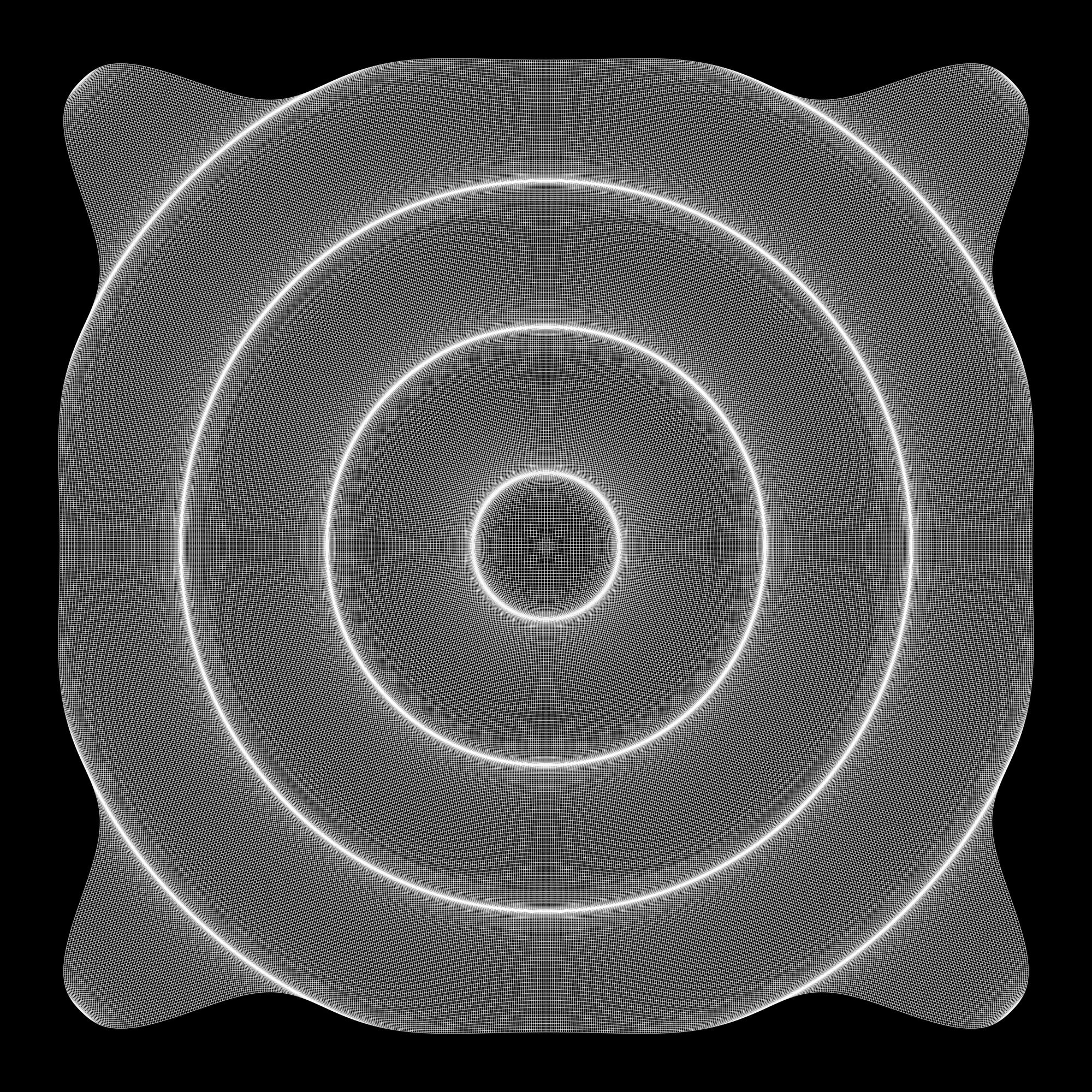 Geometric design with concentric circles on a black background