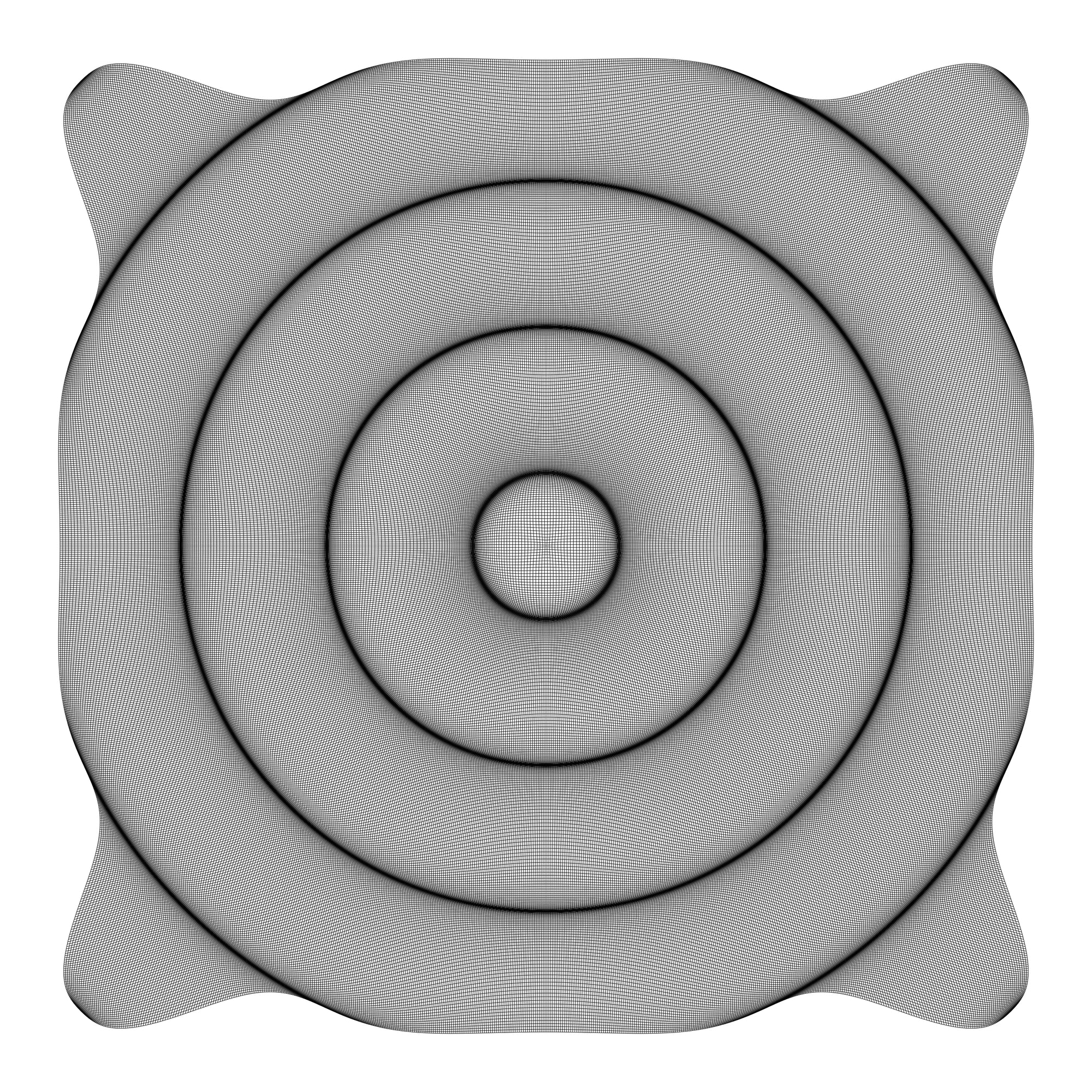 Geometric design with concentric circles on a white background