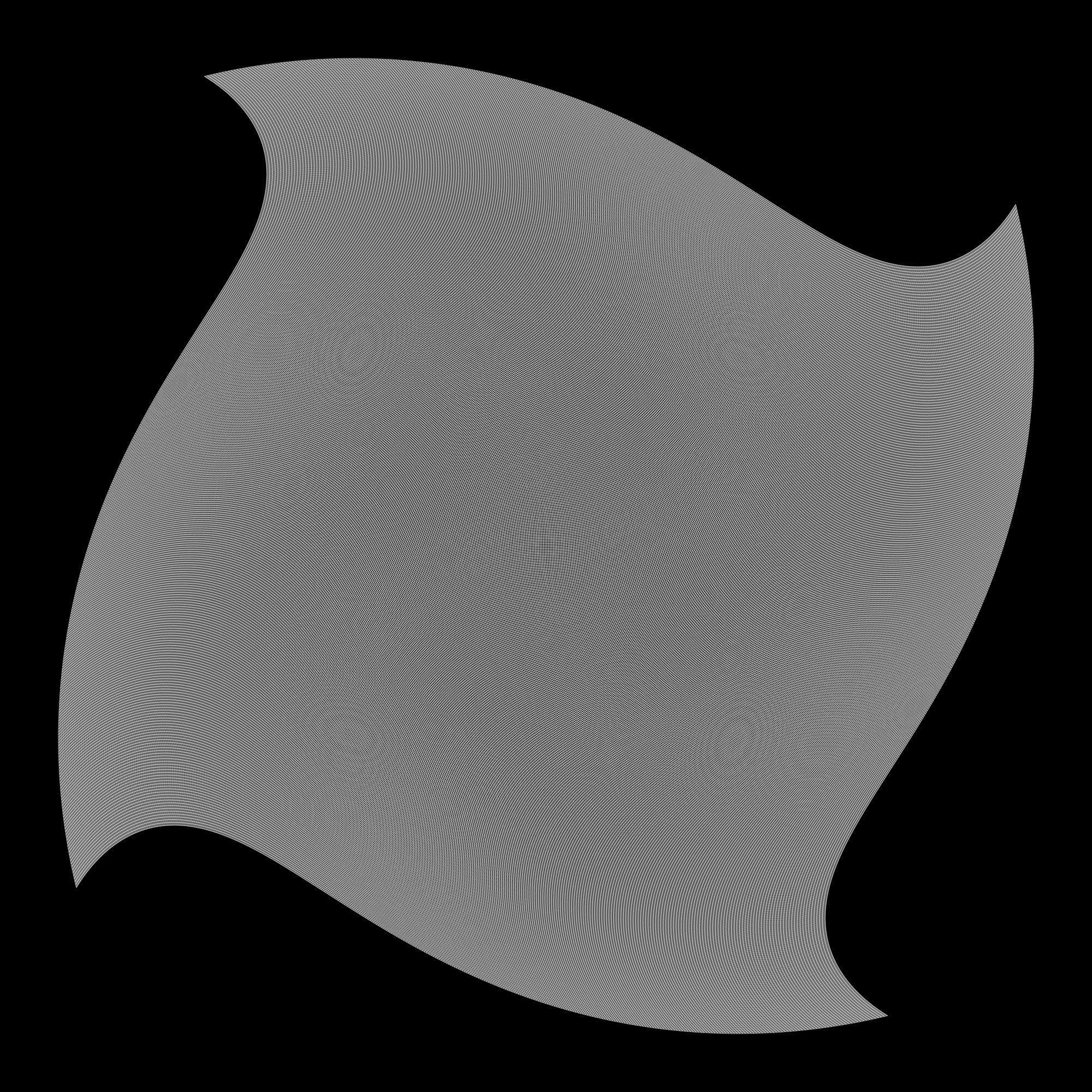 Gray leaf-shaped object on a black background