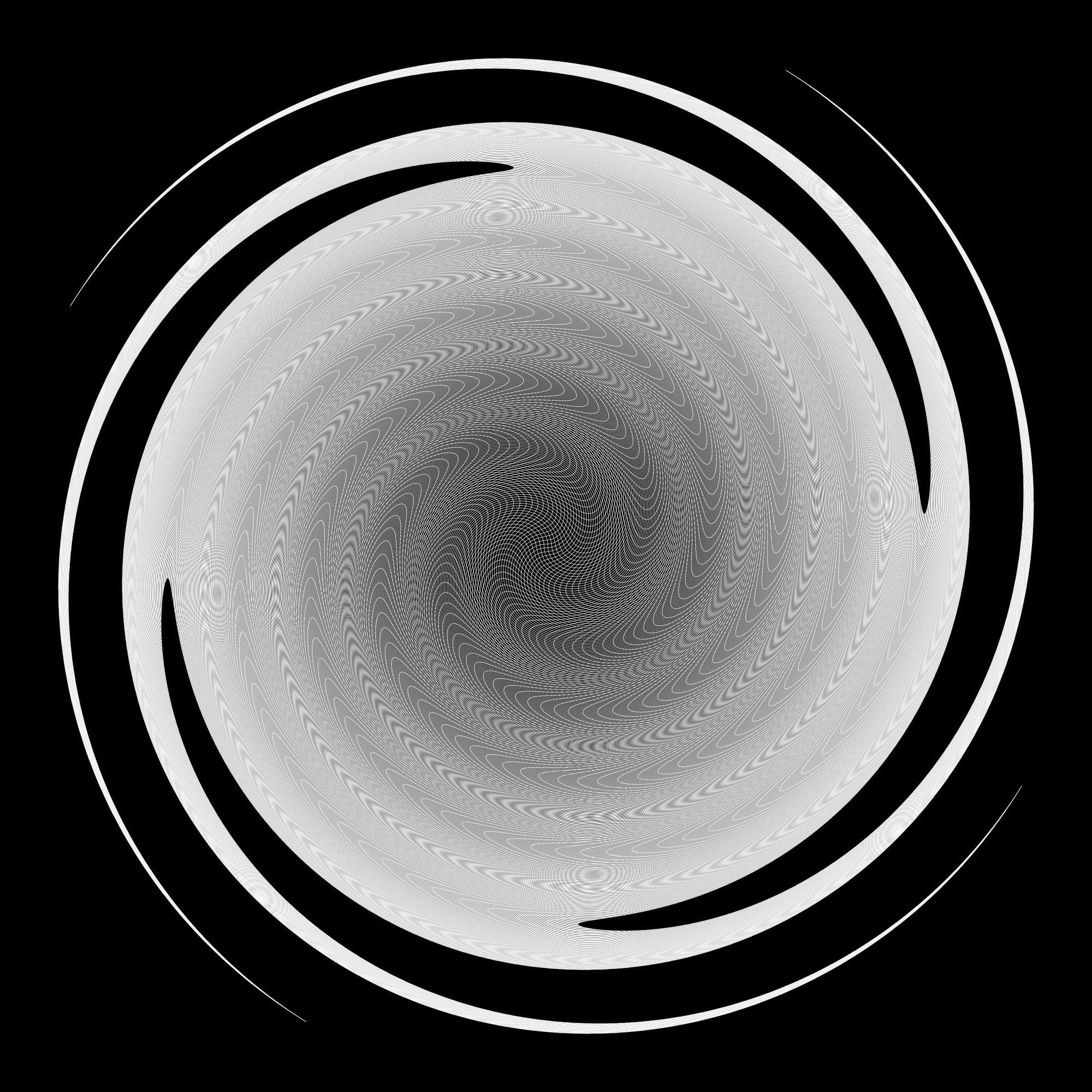 Black and white spiral pattern on a black background