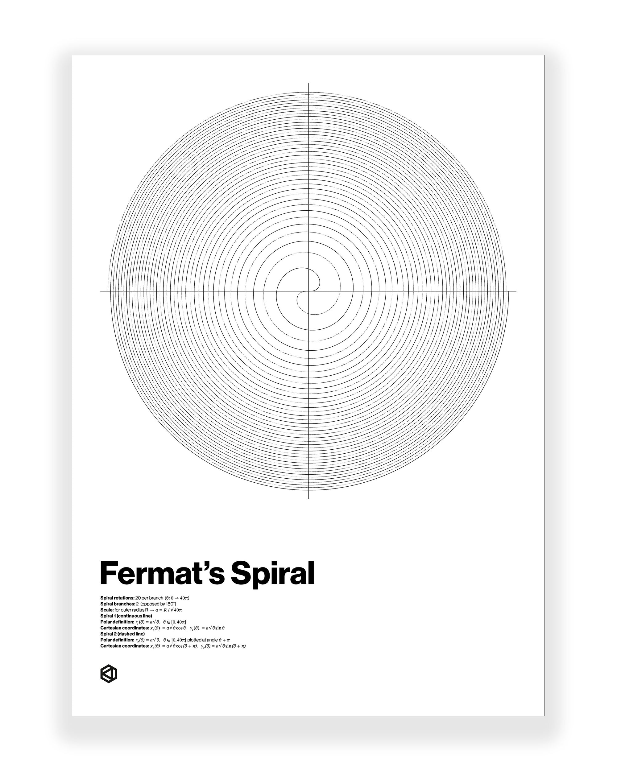 Fermat's Spiral art print on a white background - Signature series