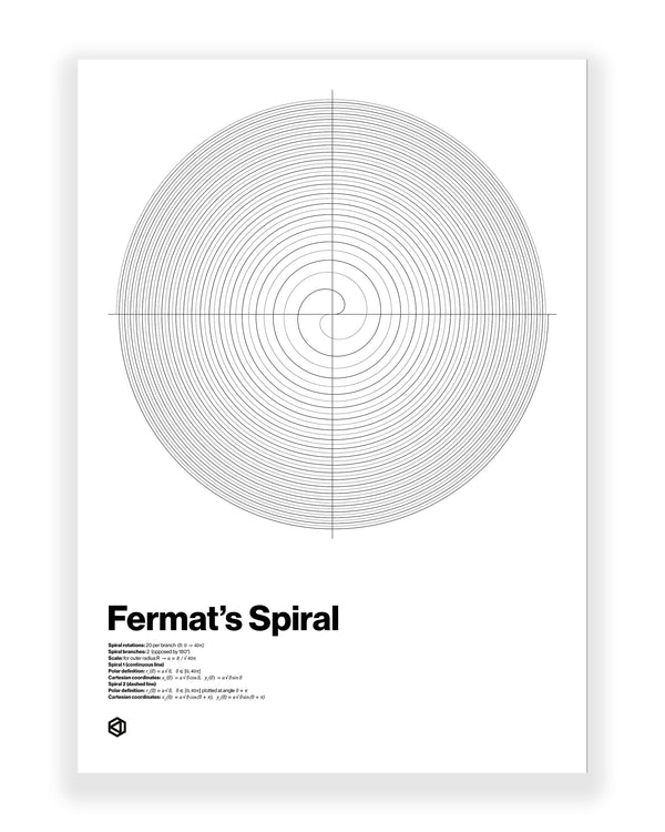 Fermat's Spiral art print on a white background - Signature series