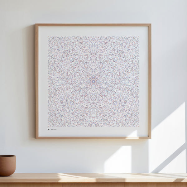 Gaussian Primes 521 art print in muted twilight tones, in a wooden frame - Signature series