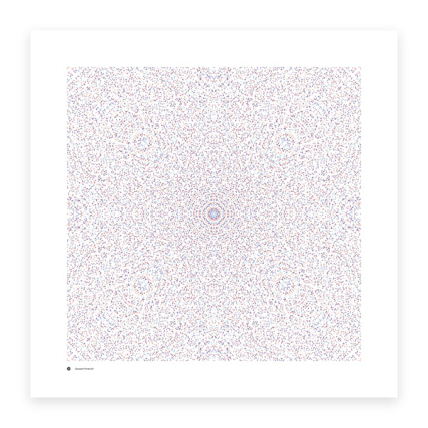 Gaussian Primes 521 art print in muted twilight tones - primes coloured by distance from the origin