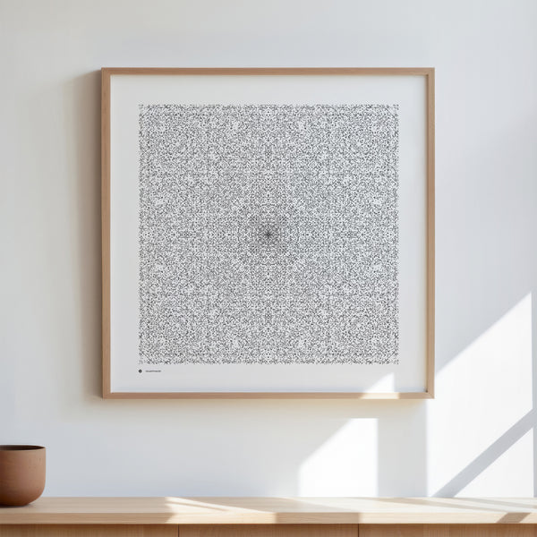 Hurwitz Primes 521 art print in monochrome, in a wooden frame - Signature series