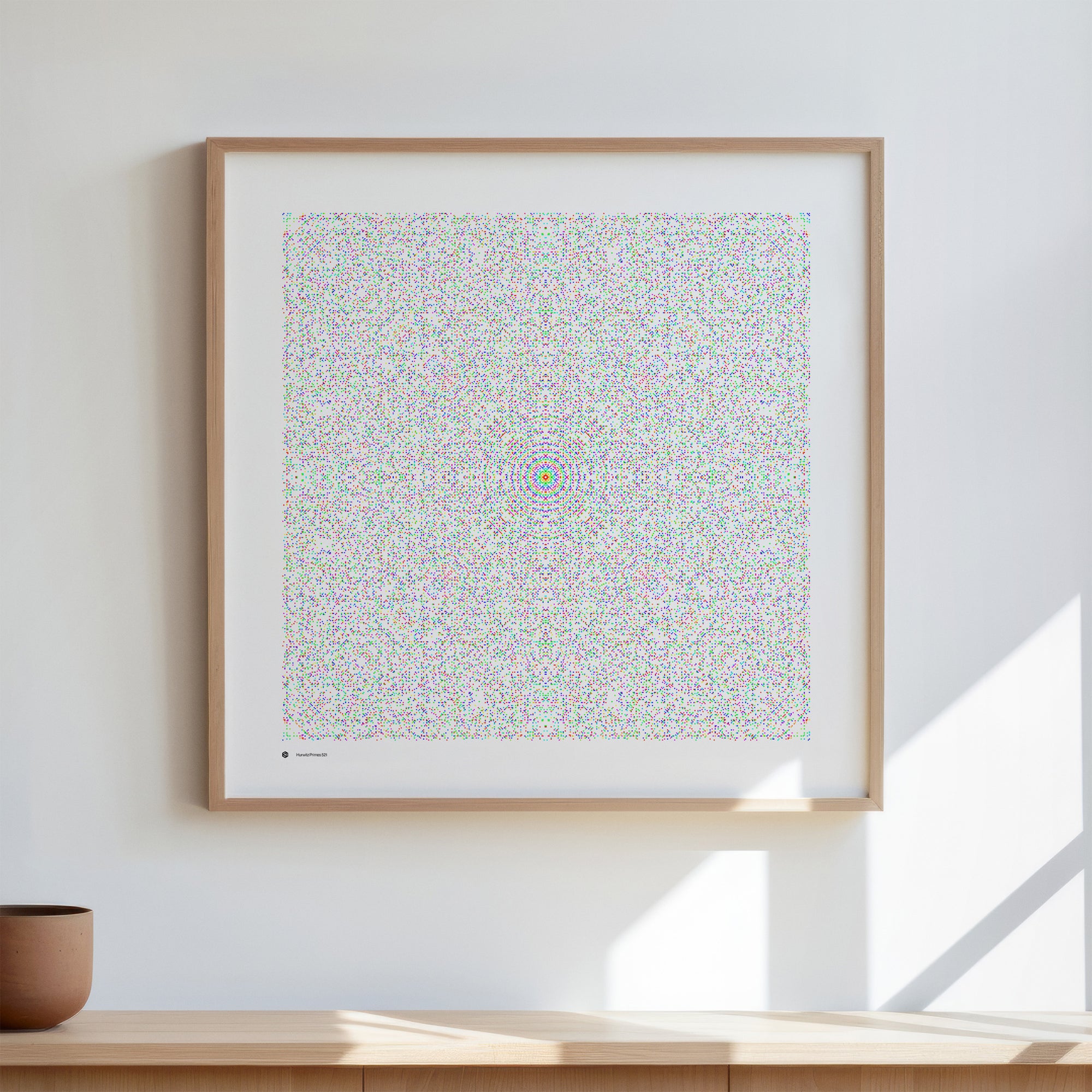 Hurwitz Primes 521 art print in full spectrum, in a wooden frame - Signature series