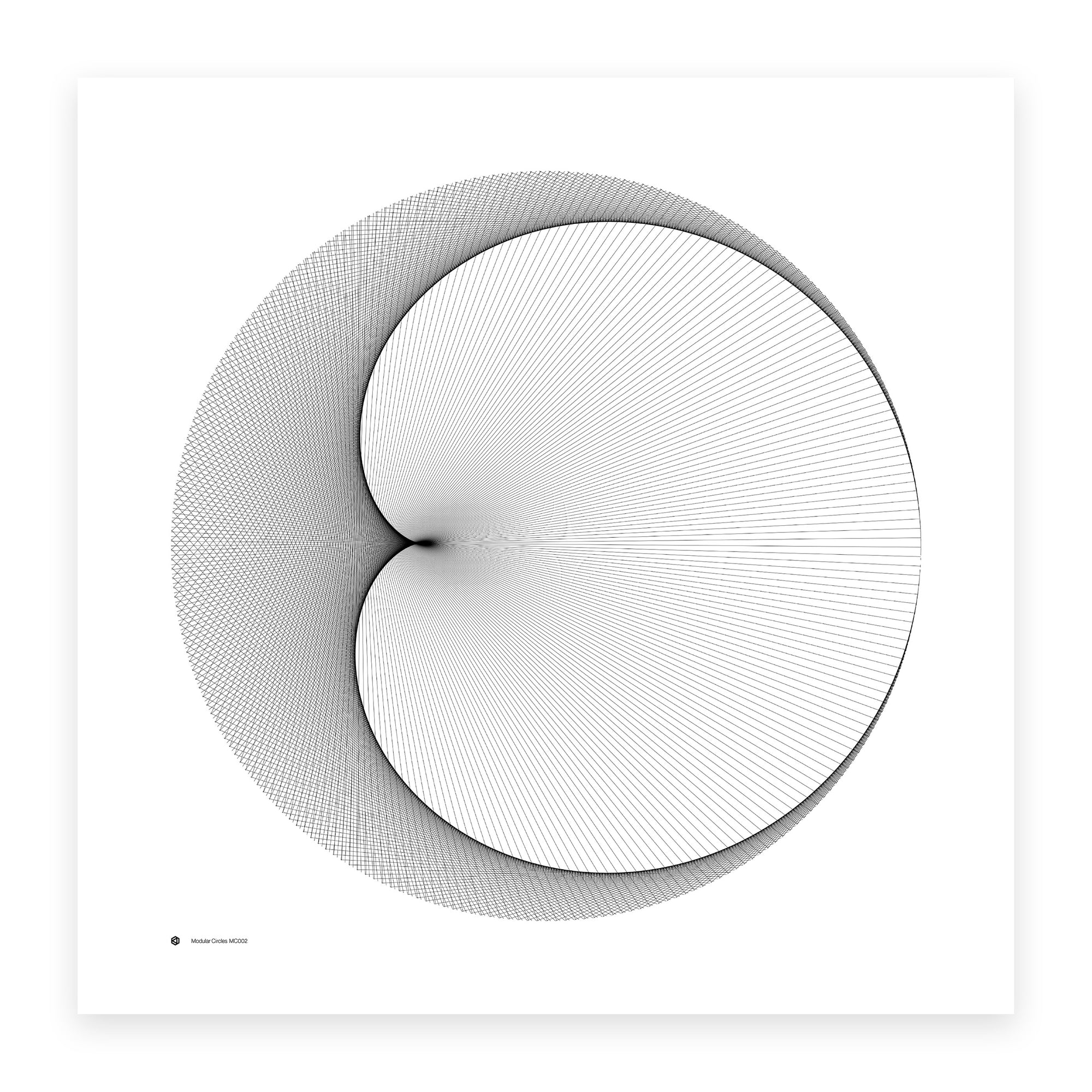 Modular Circles MC0002 - a cardioid formed from straight lines on a circle - mathematical art print