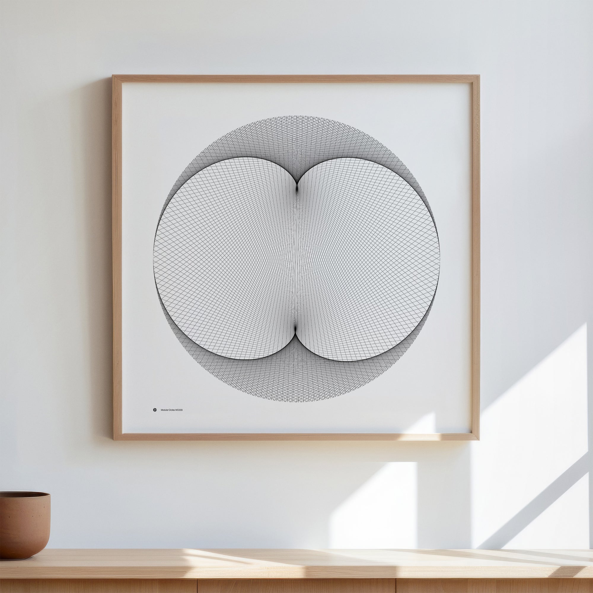 Modular Circles MC0003 art print in a wooden frame - Signature series