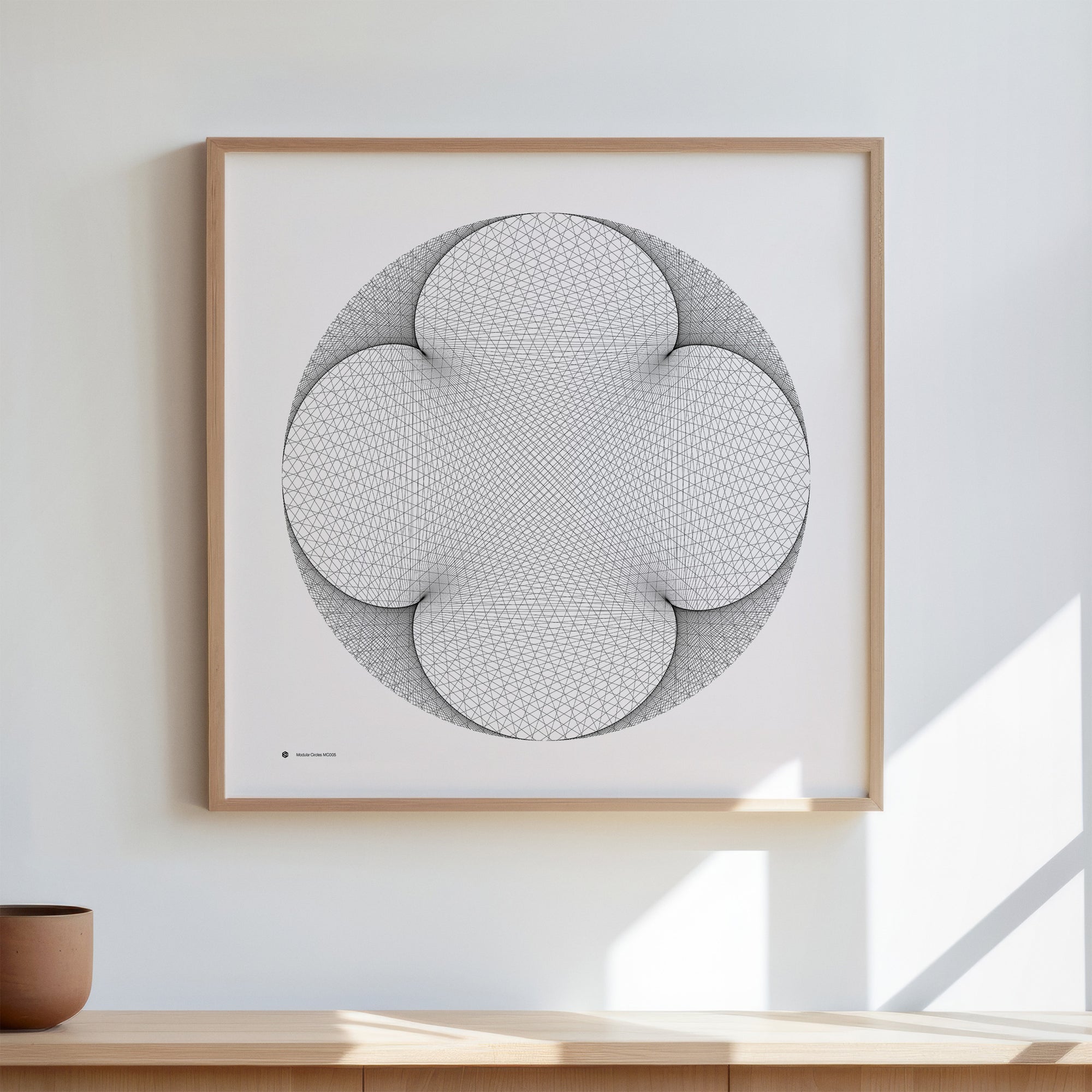 Modular Circles MC0005 art print in a wooden frame - Signature series