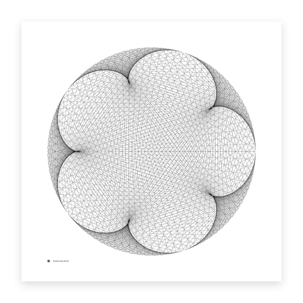 Modular Circles MC0006 - a five-cusped epicycloid formed from straight lines on a circle - mathematical art print
