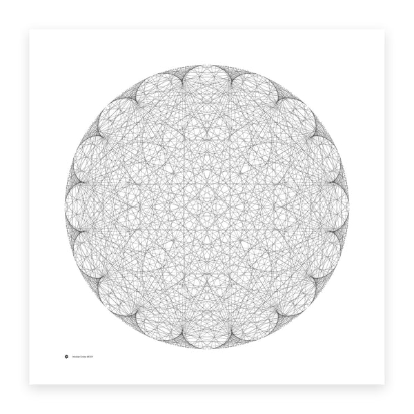 Modular Circles MC0017 - a sixteen-cusped epicycloid formed from straight lines on a circle - mathematical art print