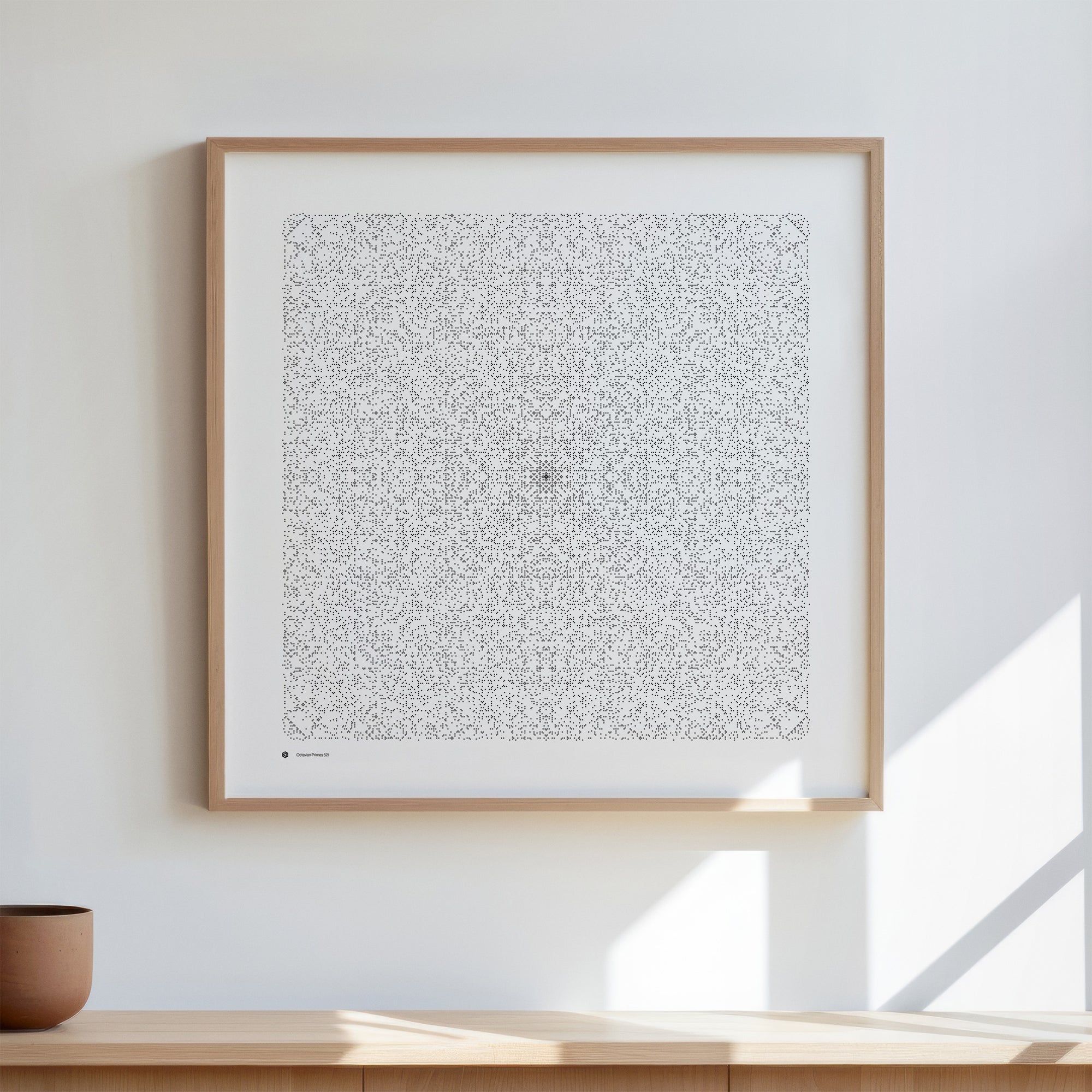 Octavian Primes 521 art print in monochrome, in a wooden frame - Signature series