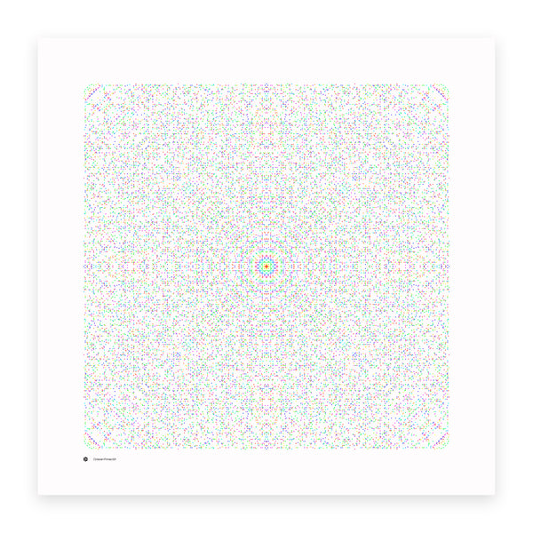 Octavian Primes 521 art print in full spectrum - primes coloured by distance from the origin