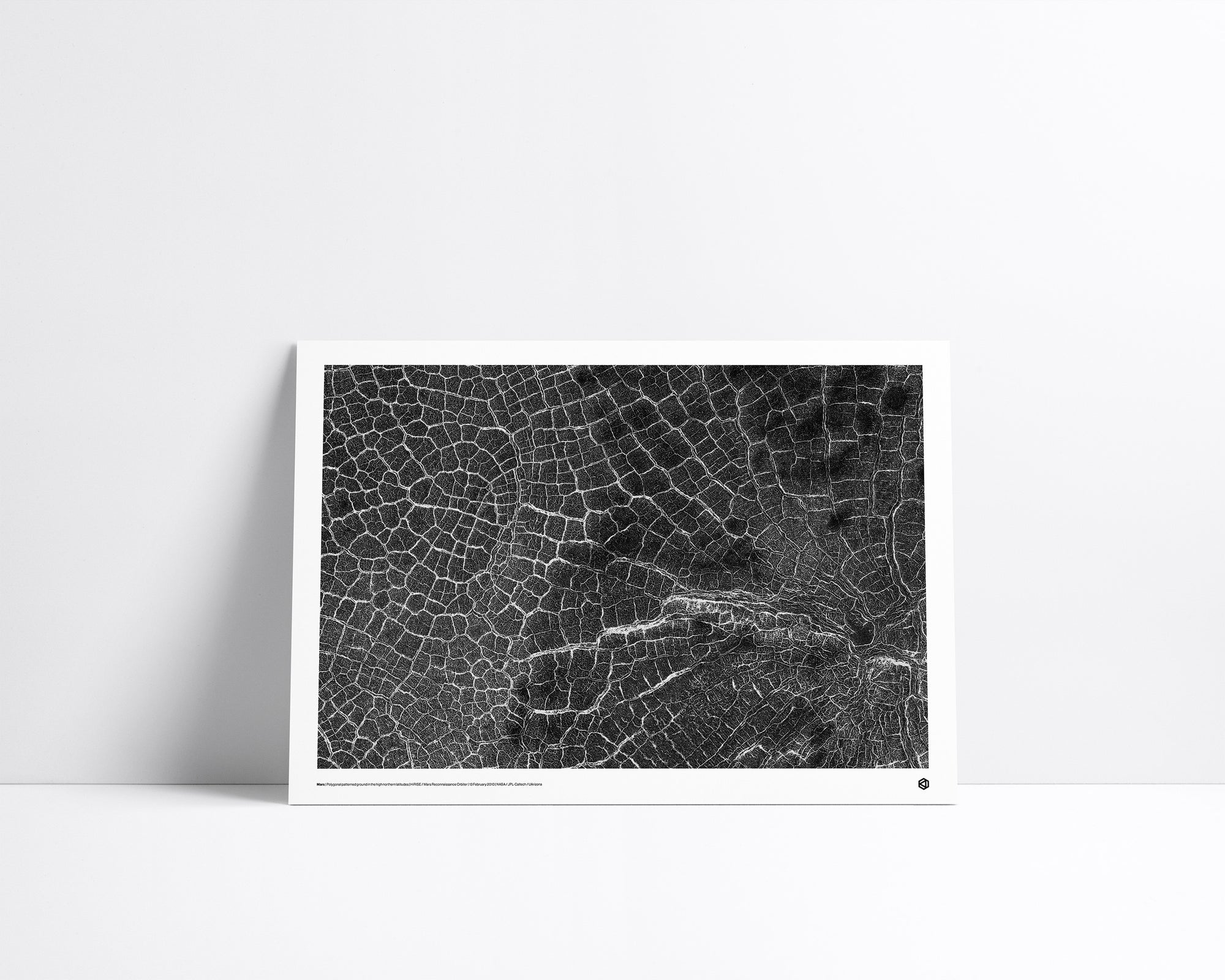 Mars Polygonal Patterned Ground fine art print - HiRISE image showing geometric ice-formed polygons in the Martian high latitudes