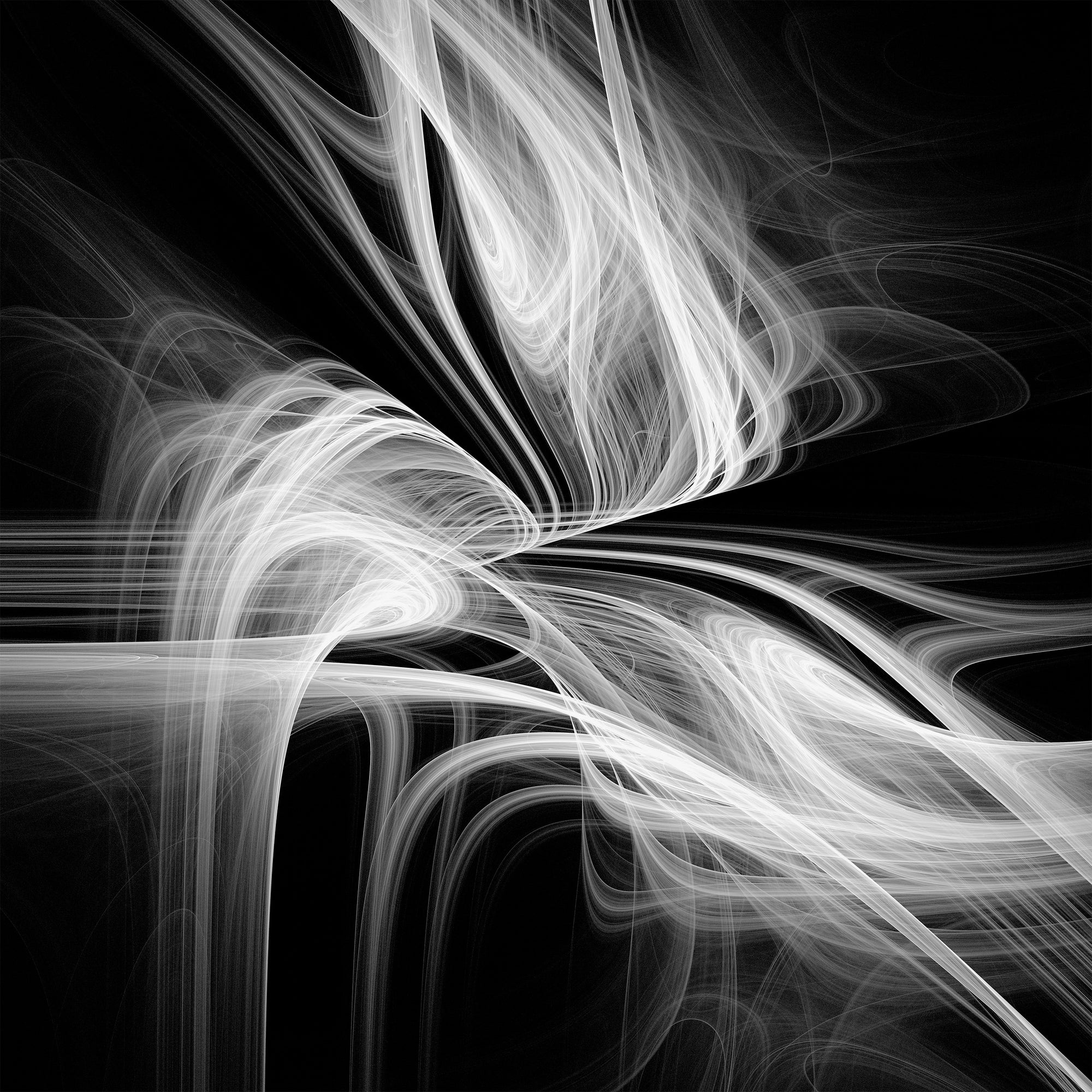 Abstract white smoke or energy pattern on a black background